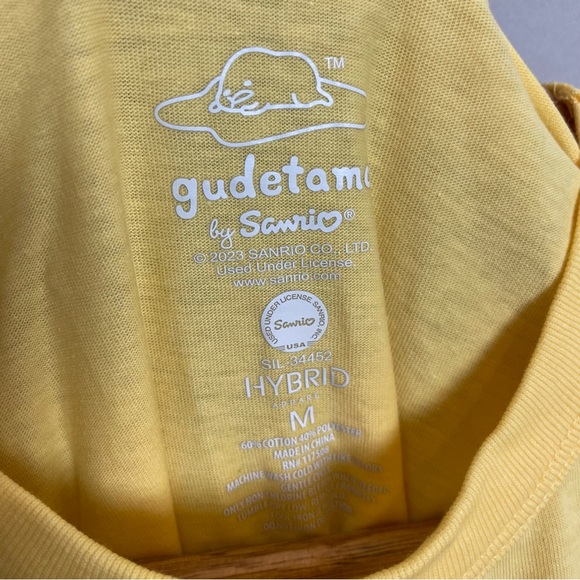 Gudetama by Sanrio T-Shirt Yellow Japanese Graphic Tee Crew Neck Women Medium - Picture 5 of 9